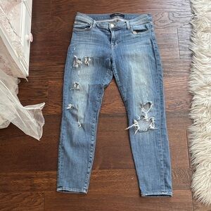 J Brand Distressed Ankle Jeans in Blue